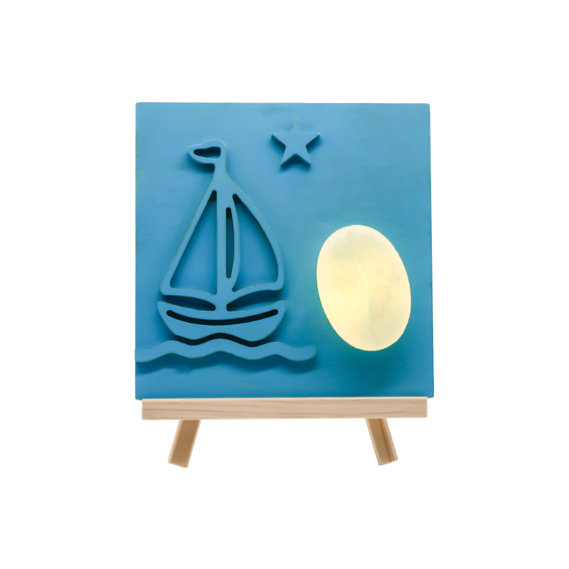 Oceani Color Sailboat Bamboo Sculptile lignum Lucerna - Sail umbra Baking